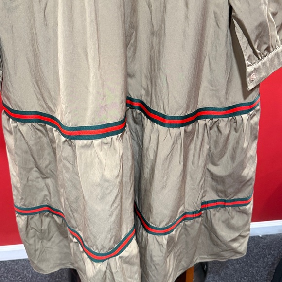 Stylish Tiered Striped 1/4 Button Midi Dress - Picture 3 of 7